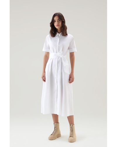 Woolrich Shirt Dress In Pure Cotton Poplin - White