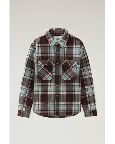 Woolrich Alaskan Check Overshirt In Recycled Italian Wool Blend - Multicolor