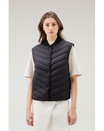 Woolrich Microfiber Vest With Chevron Quilting - Black