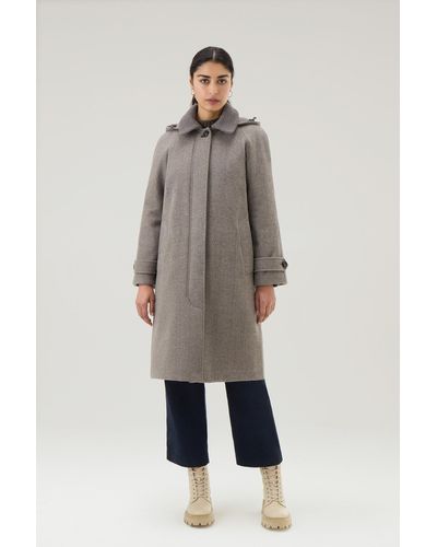 Woolrich Pure Virgin Wool Coat Crafted With A Loro Piana Fabric - Multicolor