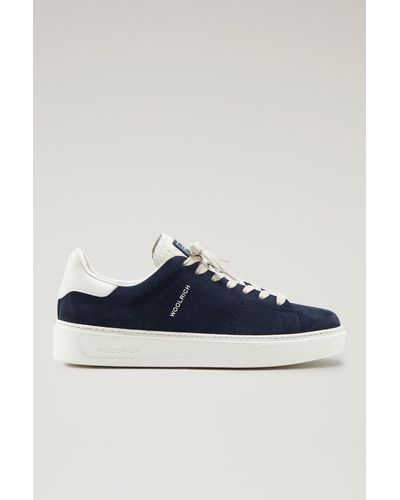 Woolrich Suede Classic Court Sneakers With Contrast Details - Blue