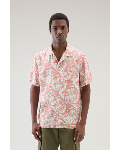 Woolrich Shirt With Tropical Print - Pink