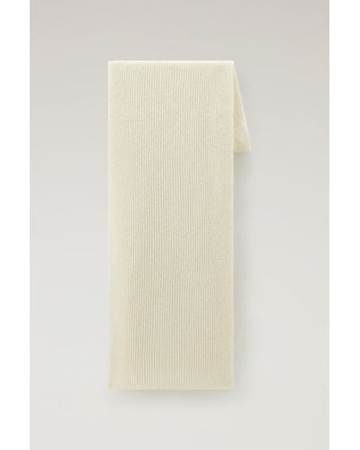Woolrich Ribbed Scarf In Pure Cashmere White - Multicolor