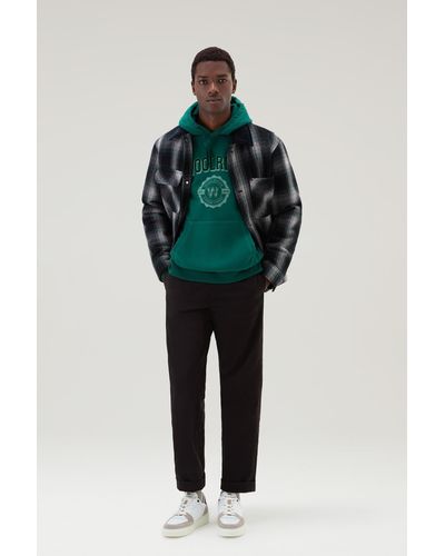 Woolrich Hoodie In Pure Cotton - Green