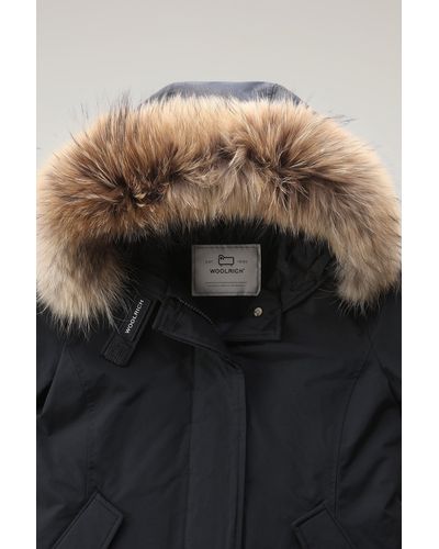 Woolrich Arctic parka corto in ramar cloth con pelliccia removibile navy - Nero