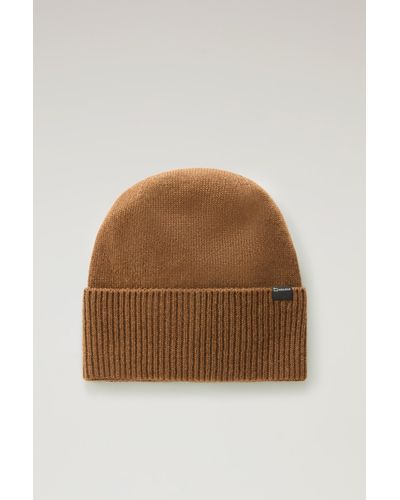 Woolrich Beanie In Pure Cashmere Brown