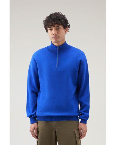Woolrich Turtleneck Sweater With Half-zip - Blue