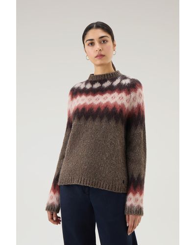 Woolrich Fair Isle Pullover In Wool And Mohair Blend - Multicolor