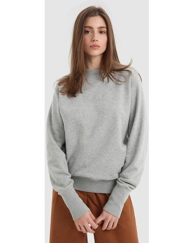 Woolrich Crewneck Sweatshirt With Embroidered Front Logo - Gray