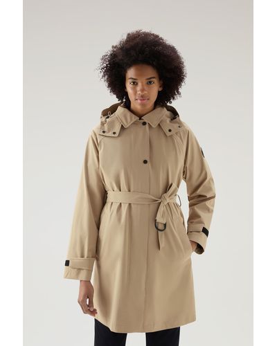 Woolrich Fayette Light Trench Coat With Detachable Hood - Natural