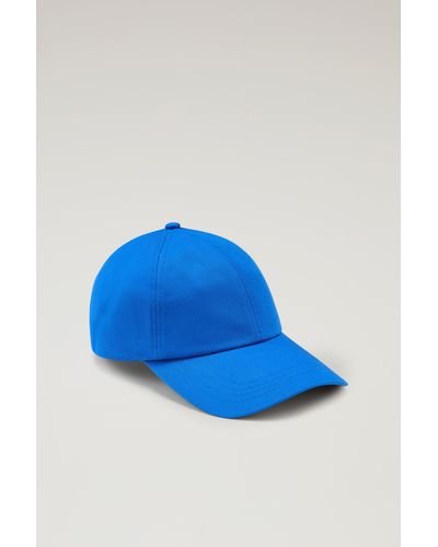 Woolrich Logo Baseball Cap In Pure Cotton Twill Blue