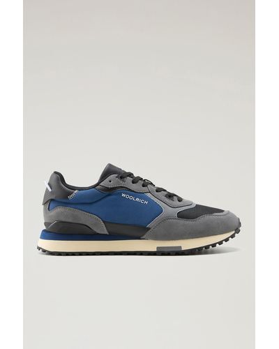 Woolrich Retro Sneakers In Suede With Nylon Details - Blue
