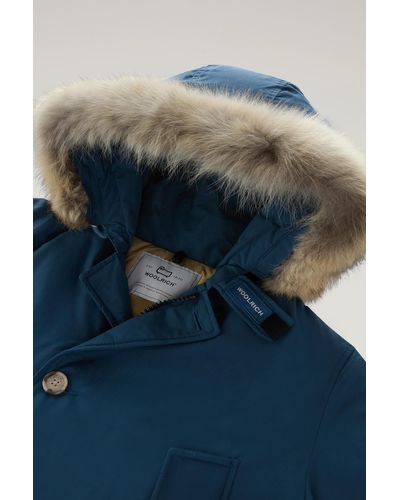 Woolrich Arctic Parka Van Ramar Cloth-stof Met Afneembare Bontrand - Blauw