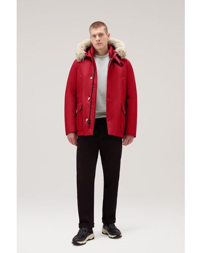 Woolrich Arctic Anorak Van Ramar Cloth Met Afneembaar Bont Rood