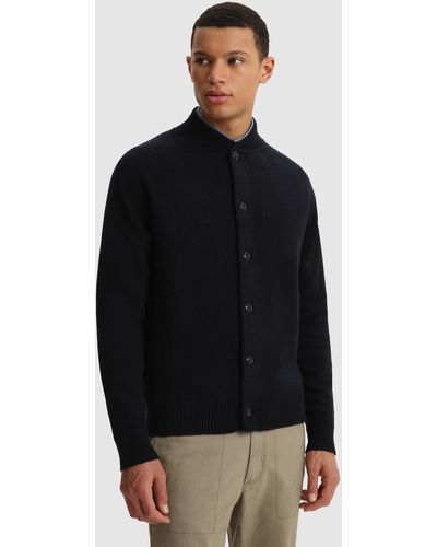 Woolrich Pure Wool Color Block Cardigan - Blue