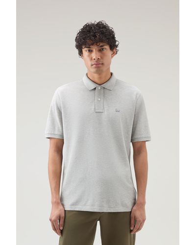 Woolrich Piquet Polo Shirt In Pure Cotton Gray - Multicolor