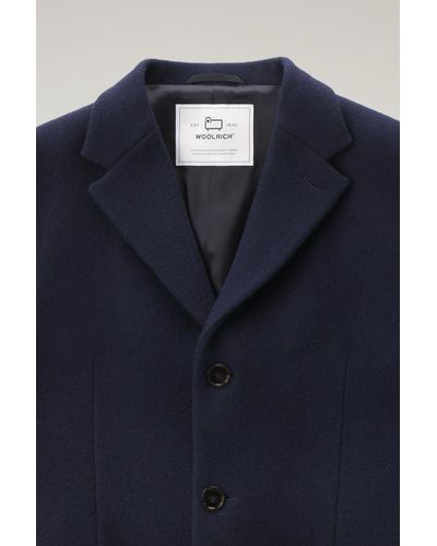 Woolrich Cappotto classico in misto lana melton blu