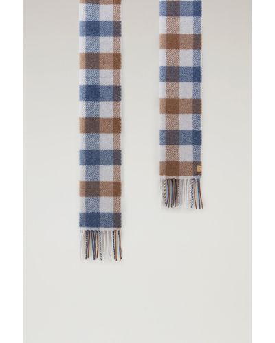 Woolrich Sciarpa a quadri in misto lana marrone - Blu