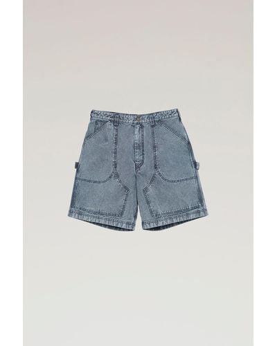 Woolrich Rope-dyed Carpenter Shorts In Cordura Nylon And Cotton Blend - Blue