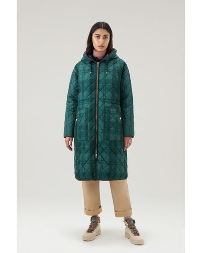 Woolrich Quilted Patchwork Parka With Satin Nylon Lining - Green