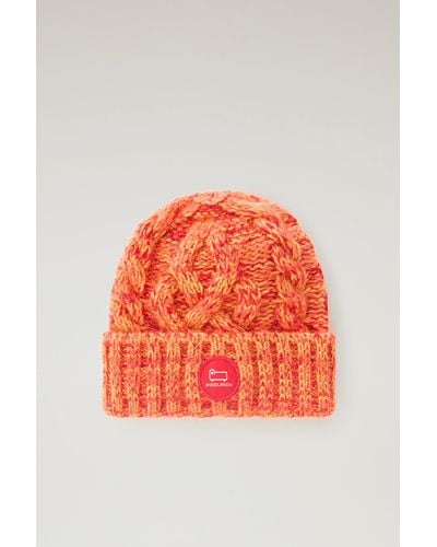 Woolrich Beanie In Wool And Mohair Blend - Red
