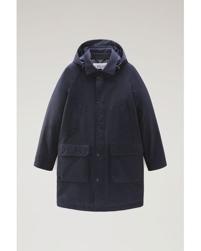 Woolrich Authentic Coat With Raglan Sleeves - Blue
