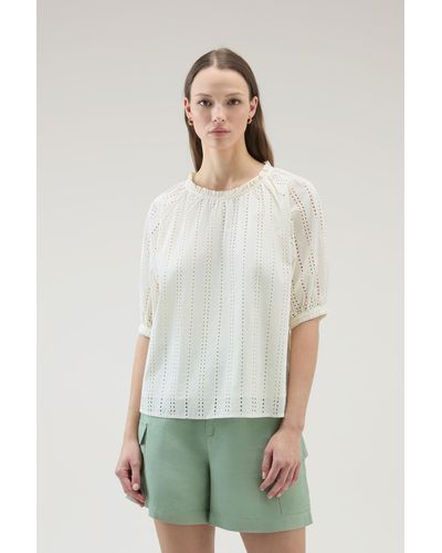Woolrich Embroidered Blouse In Pure Cotton - Multicolor