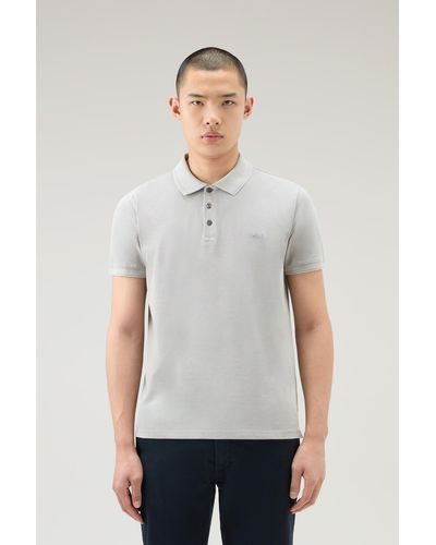 Woolrich Garment-dyed Mackinack Polo In Stretch Cotton Piquet - White