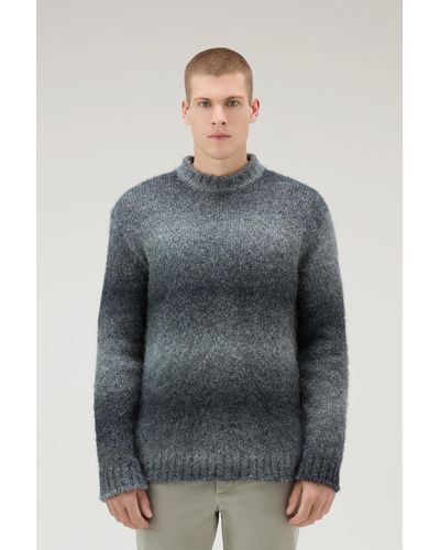 Woolrich Turtleneck Sweater In Alpaca Blend With Dégradé Effect - Gray