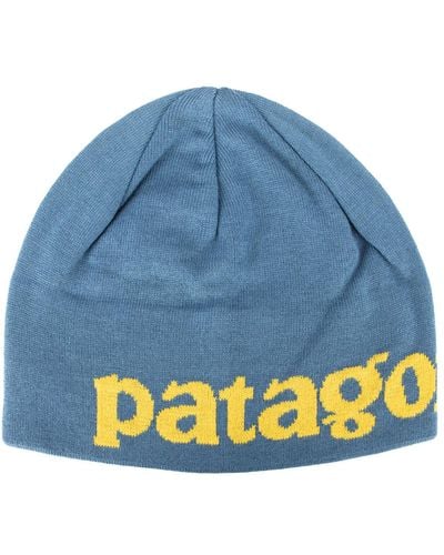 Patagonia Beanie Hat Logo Belwe Knit: Wavy - Blue