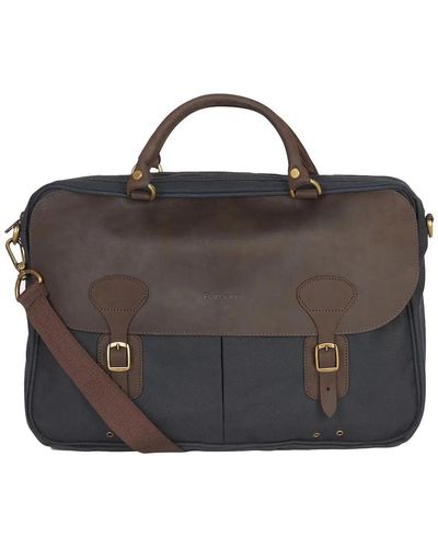 Barbour Wax Leather Briefcase - Blue