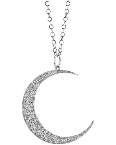 Andrea Fohrman Large Diamond Crescent Moon Necklace - Metallic