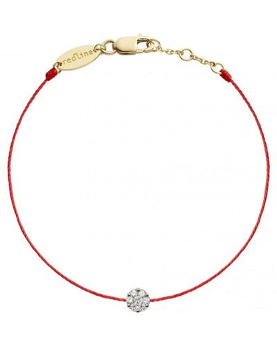 RedLine Single Diamond Illusion Red String Yellow Gold Bracelet - Metallic