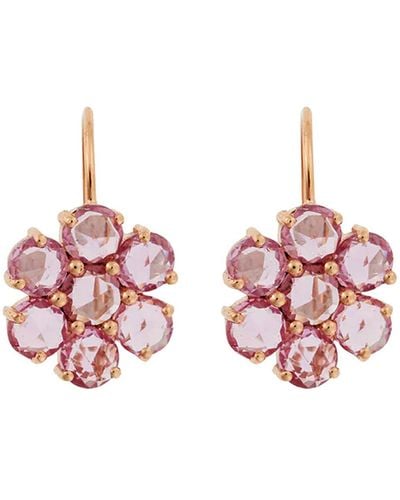 Ileana Makri Pink Sapphire Daisy Bloom Rose Gold Earrings