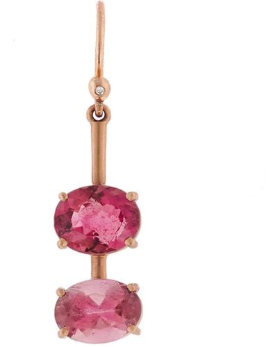 Irene Neuwirth Double Pink Tourmaline And Rose Gold Single Drop Earring