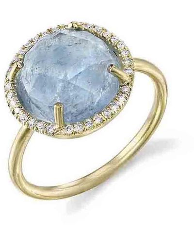 Irene Neuwirth Rose Cut Aquamarine Yellow Gold Ring With Diamonds - Multicolor