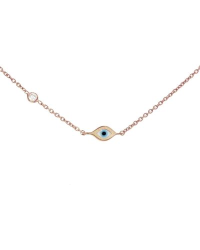 Sydney Evan Mini Enamel Evil Eye Rose Gold Necklace - Metallic