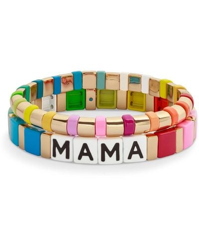 Roxanne Assoulin Mama Rainbow Bracelet Duo - White