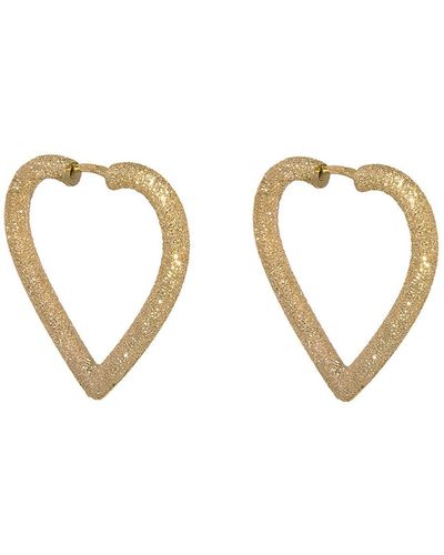 Carolina Bucci Florentine Finish 18k Yellow Gold Heart Hoop Earrings - Metallic