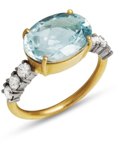 Irene Neuwirth One-of-a-kind Aquamarine And Diamond Tennis Ring - Blue
