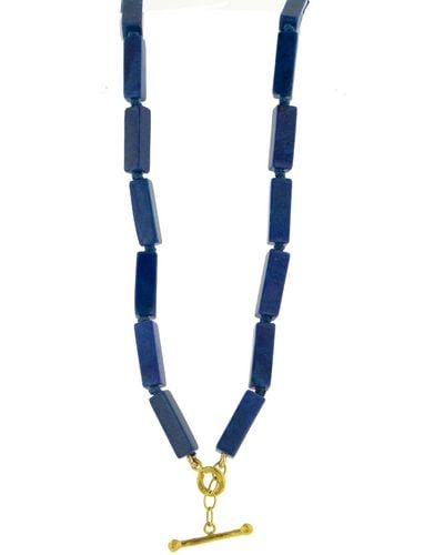 Cathy Waterman Lapis Beaded Strand Yellow Gold Necklace, Memo - Blue