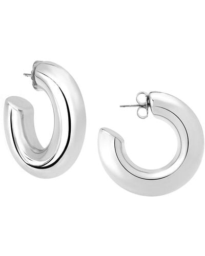 Janis Savitt Oprah's Favorite Rhodium Medium Hoop Earrings - Metallic