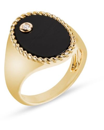 Yvonne Léon Oval Onyx Cheveliere Yellow Gold Signet Ring, 4 - Multicolor