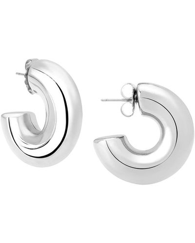 Janis Savitt Oprah's Favorite Rhodium Small Hoop Earrings - Metallic