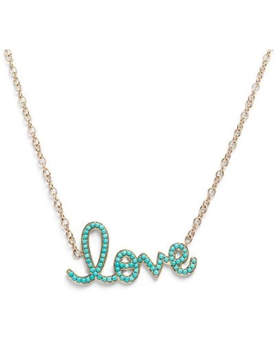 Sydney Evan Extra Large Turquoise Love Yellow Gold Necklace - Blue