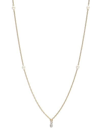 Mizuki Diamond And Akoya Pearls Yellow Gold Necklace - Metallic
