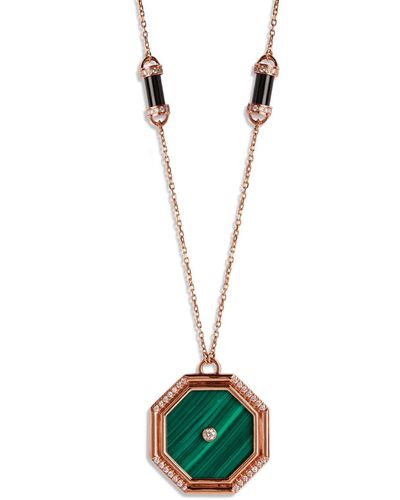 L'Atelier Nawbar Large Malachite Amulets Of Light Rose Gold Pendant Necklace - Green