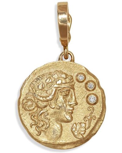 Azlee Dionysus Small Yellow Gold Coin Charm - Metallic