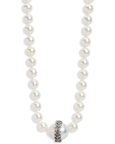 Cathy Waterman South Sea Pearl With Wheat Overlay On Akoya Pearl Necklace - White