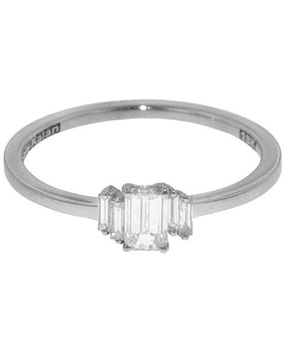 Suzanne Kalan One-of-a-kind Staggered Baguette And Emerald Cut White Gold Ring - Metallic